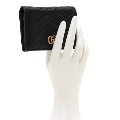 Gucci Calfskin Matelasse GG Marmont Card Case Wallet Black 2 of 9
