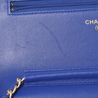 Chanel Lambskin Quilted Wallet On Chain WOC Dark Blue 9 of 11