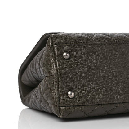 Chanel Caviar Lizard Quilted Small Coco Handle Flap Dark Grey 7 of 9