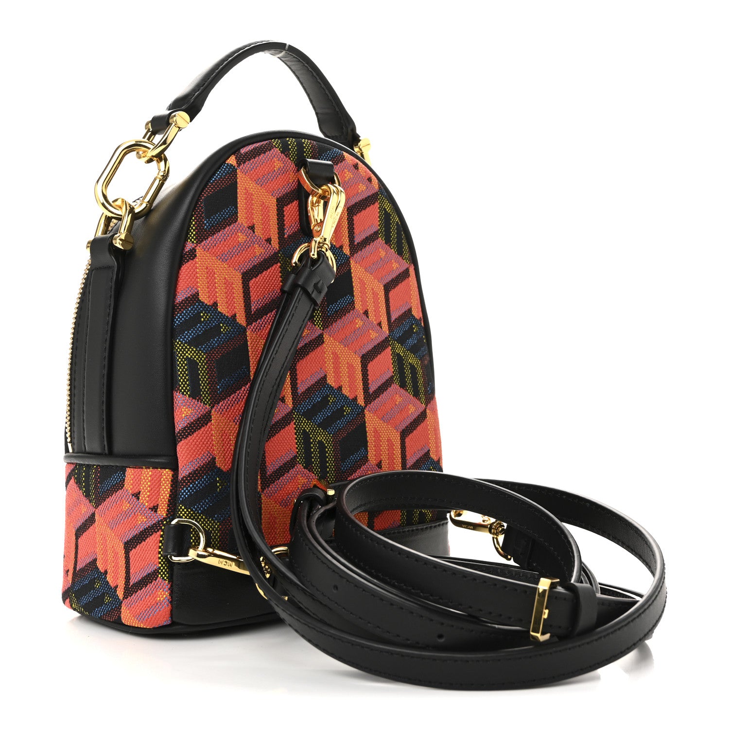 MCM Jaquard Cubic Monogram Rockstar X-Mini Tracy Backpack