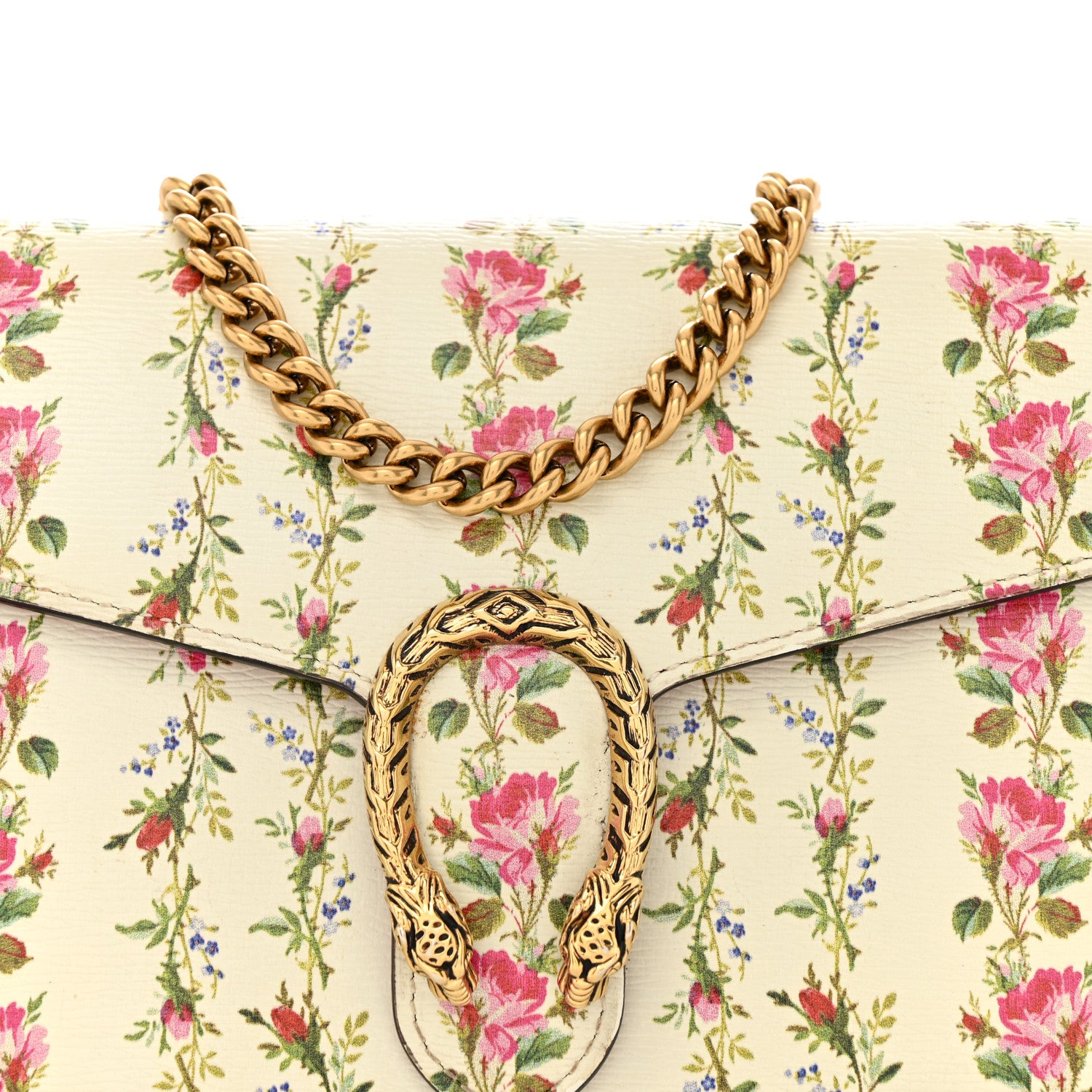 Gucci Calfskin Floral Print Mini Dionysus Chain Wallet Ivory Pink 9 of 14