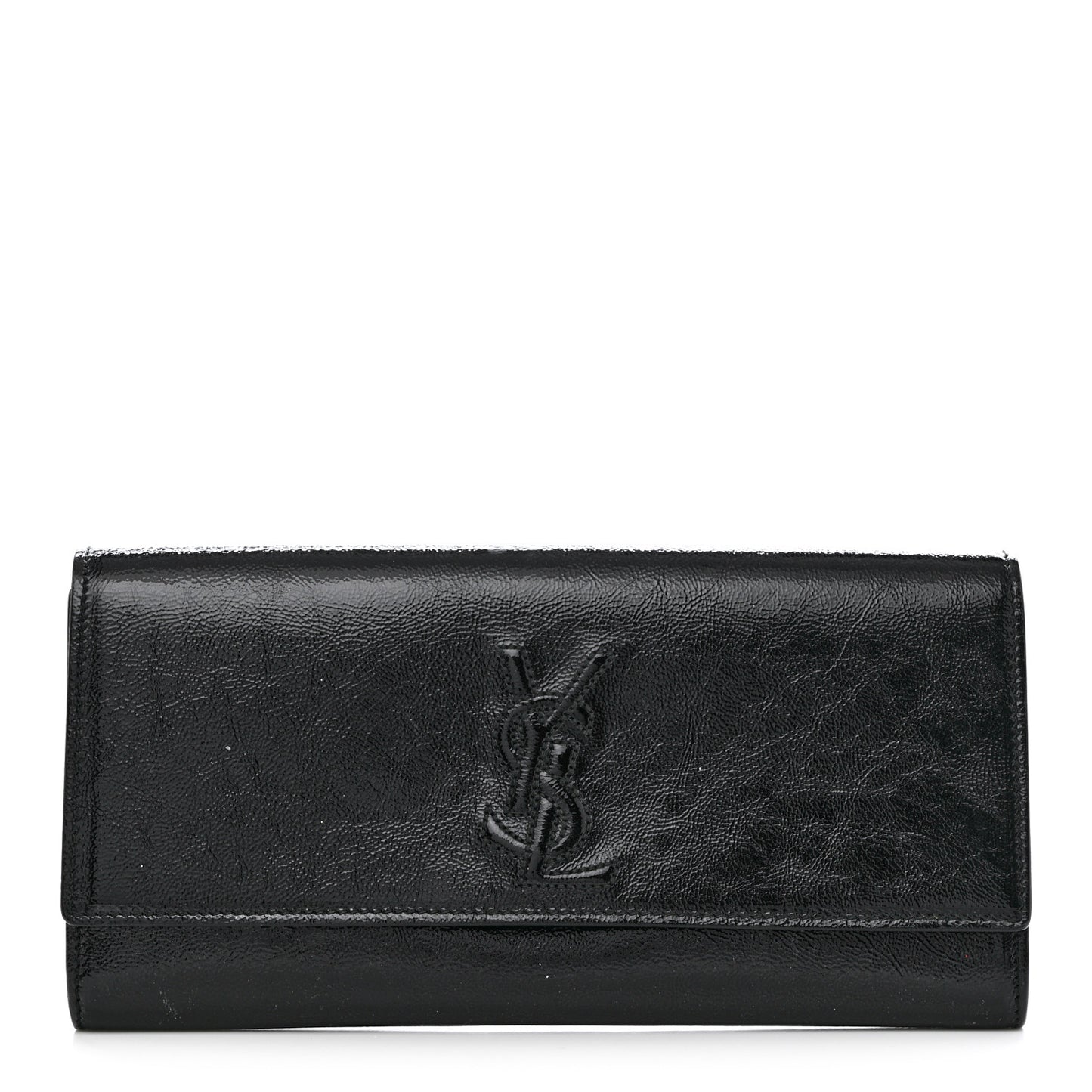 Textured Patent Monogram Small Belle De Jour Clutch Black