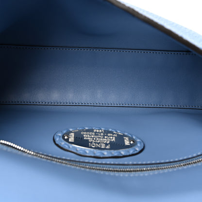 Fendi Cuoio Roma Sellerissima Nappa Sintetica Tape Stitch Baguette Placca Argento Blue 5 of 9