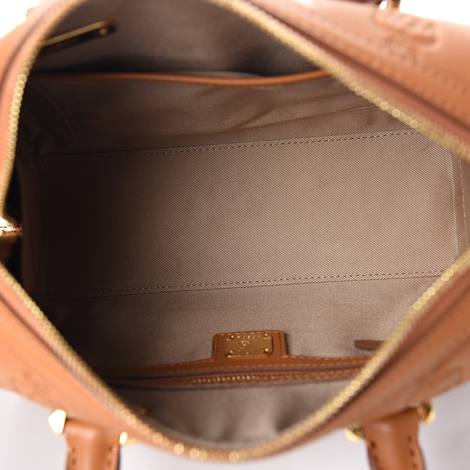 MCM Calfskin Ottomar Monogram Essential Boston Bag Cognac 4 of 8