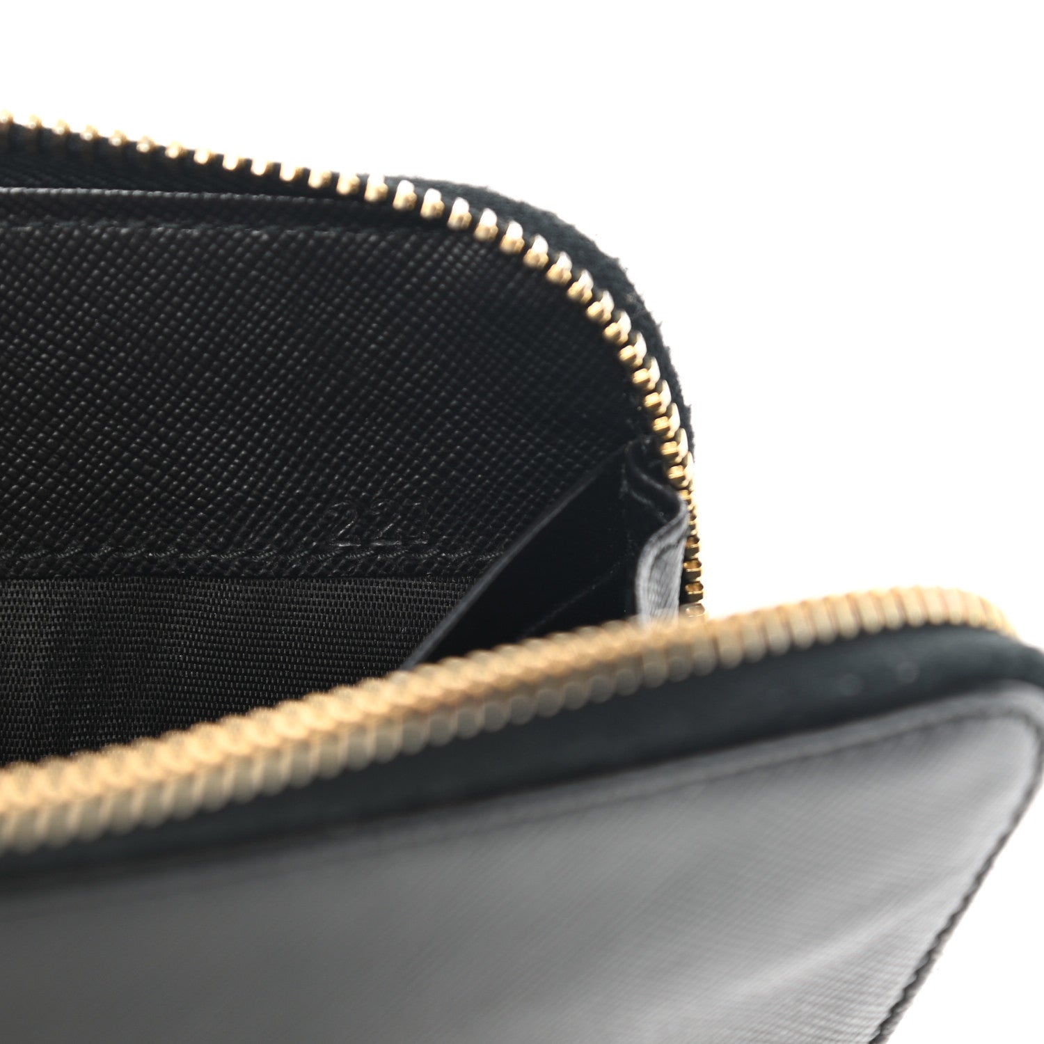 Prada Saffiano Metal Zip Around Wallet Black 8 of 12
