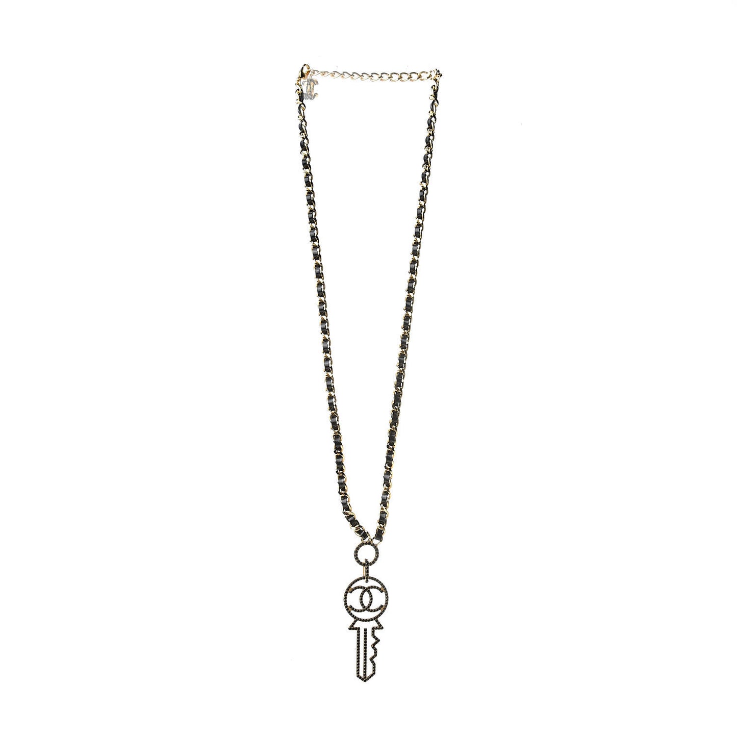 Patent Crystal Key Necklace Gold Black