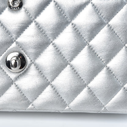 Chanel Metallic Lambskin Quilted Medium Double Flap Silver 14 of 15