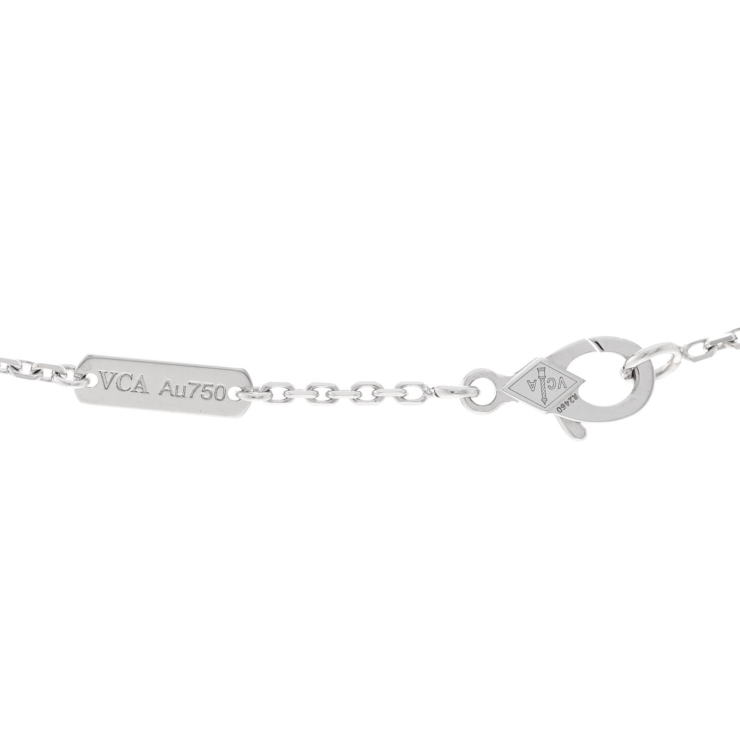 18K White Gold Mother of Pearl Vintage Alhambra Pendant Necklace