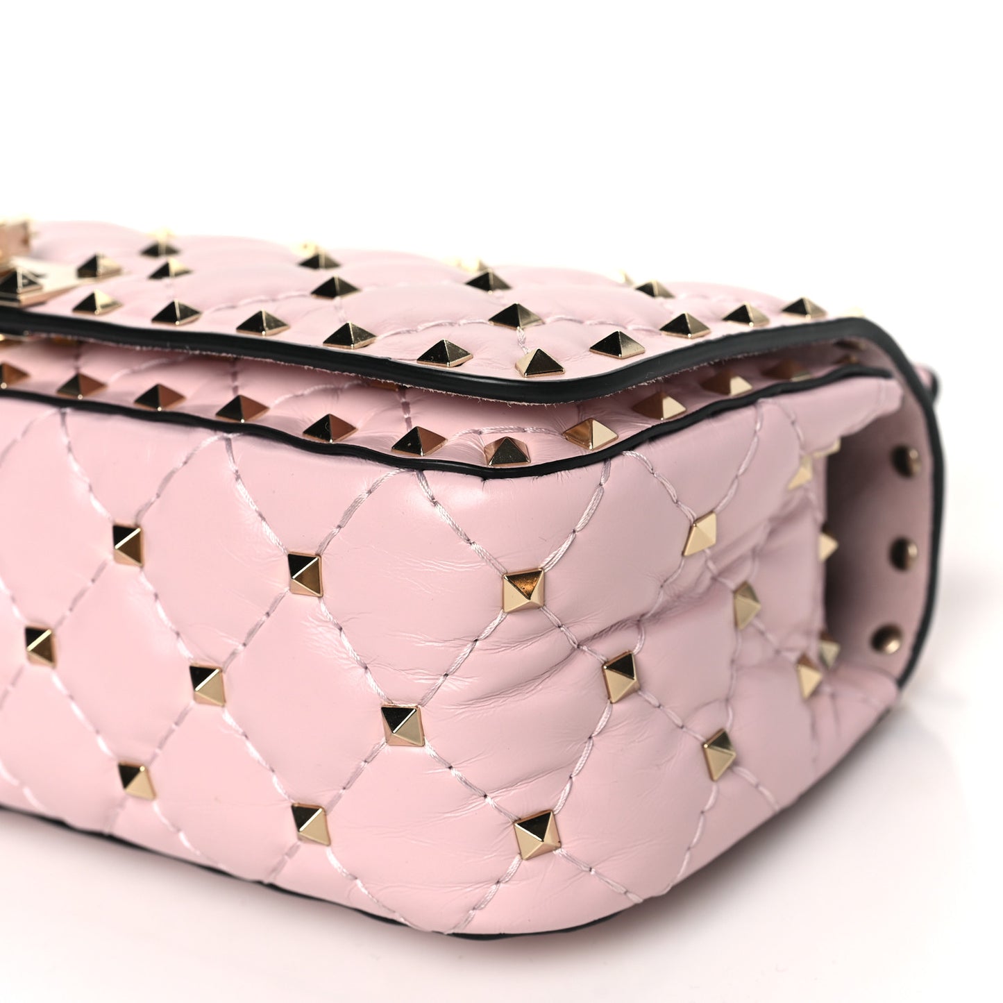 Calfskin Rockstud Spike Convertible Shoulder Bag Light Pink