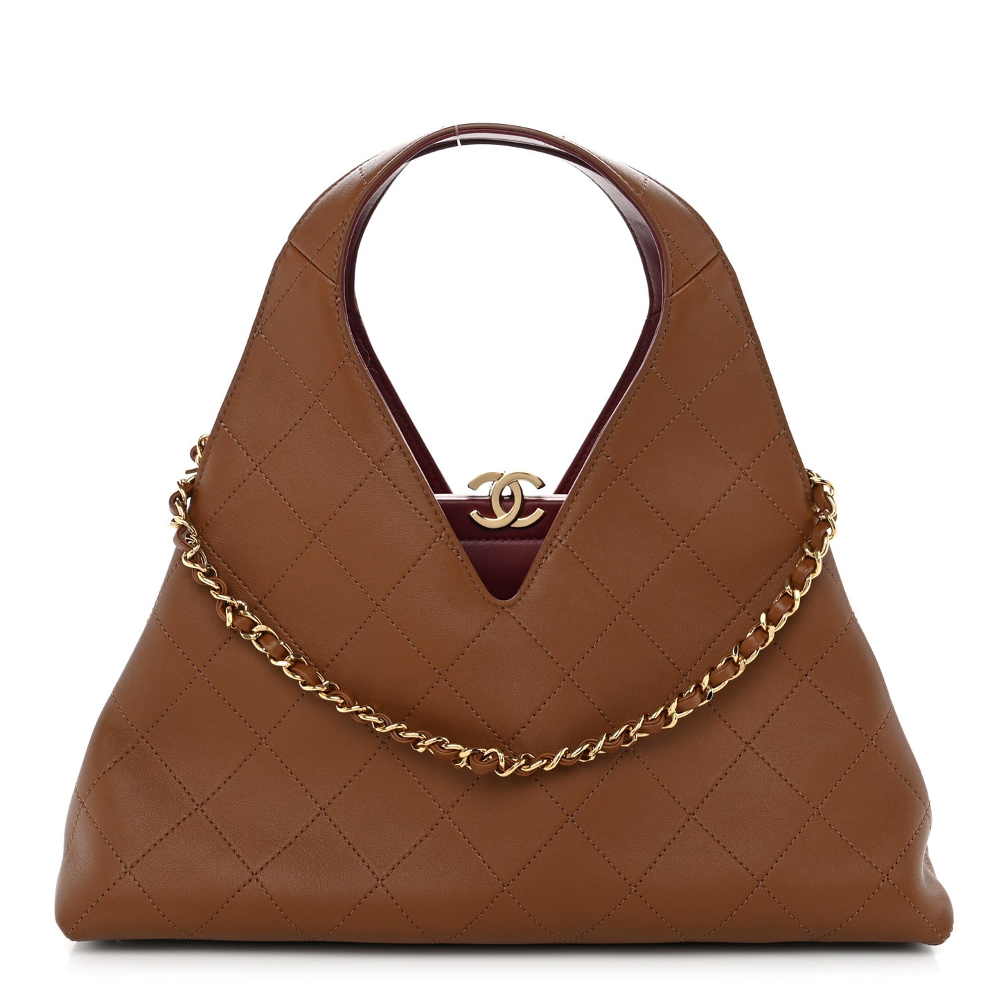 Calfskin Chic Lady Small Shopping Tote Brown