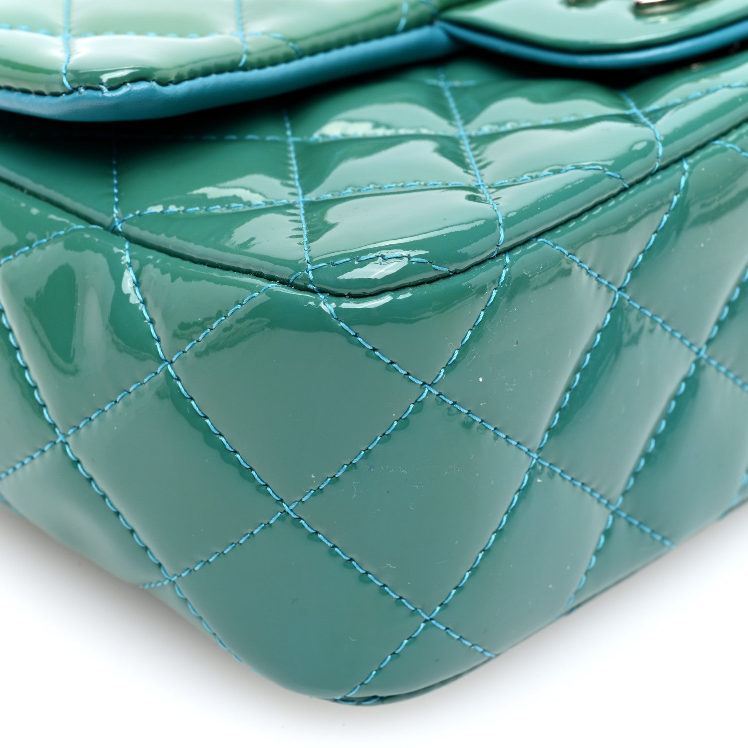 Chanel Patent Calfskin Quilted Mini Rectangular Flap Green 9 of 10