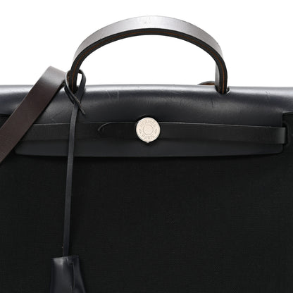 Hermes Military Toile Vache Hunter Herbag Zip Retourne 31 PM Black Bleu Indigo Ebene 9 of 11