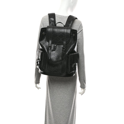 Gucci Calfskin GG Tennis Embossed Double Buckle Backpack Black 2 of 11