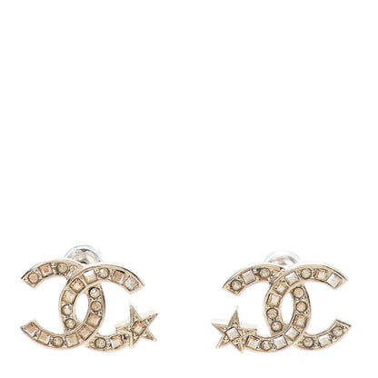 Chanel Crystal CC Starfall Earrings Gold 1 of 5
