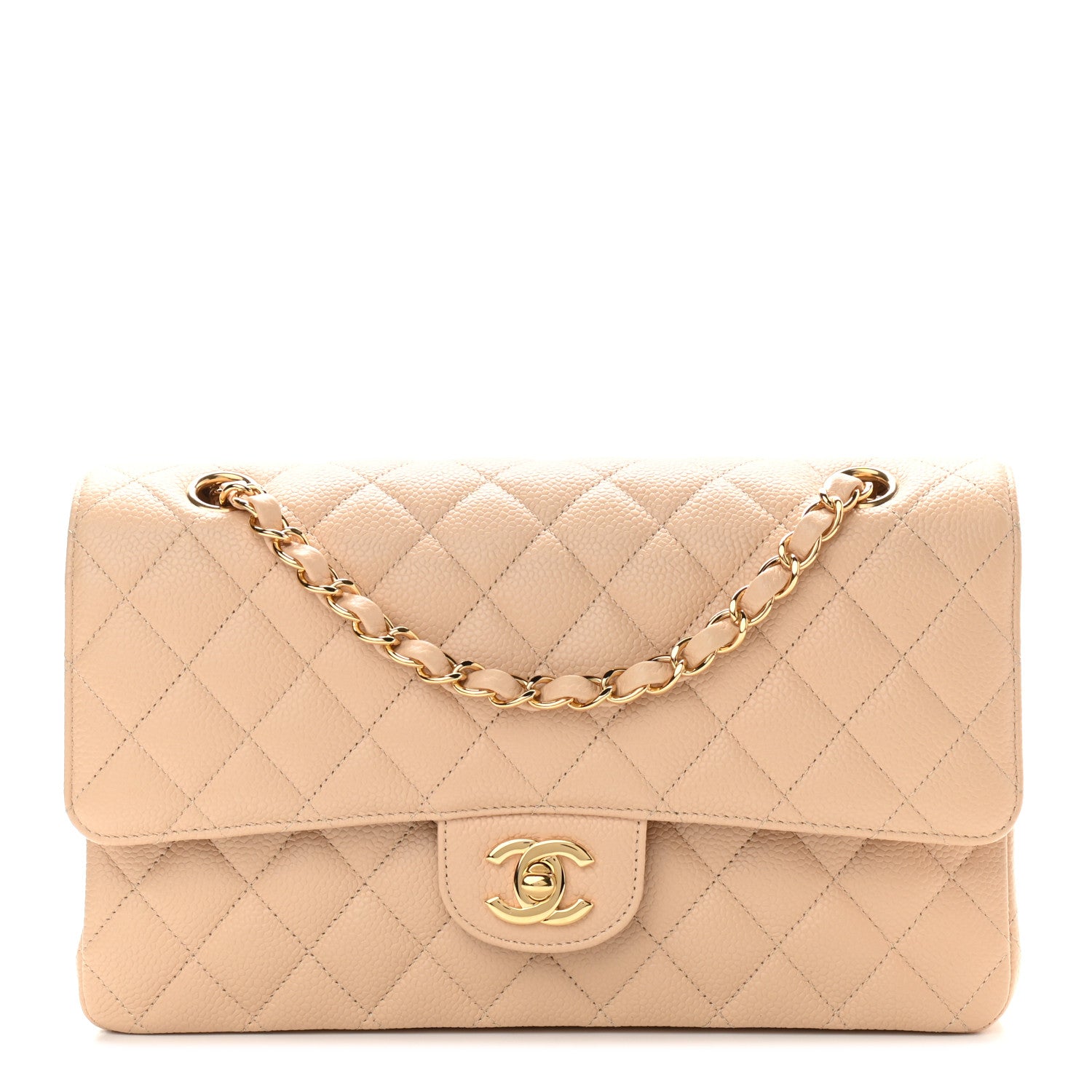 Chanel Caviar Quilted Medium Double Flap Beige 1 of 10