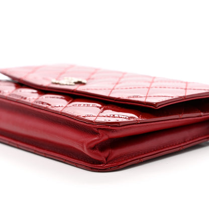 Chanel Patent Quilted Brilliant Wallet On Chain WOC Red 10 of 11