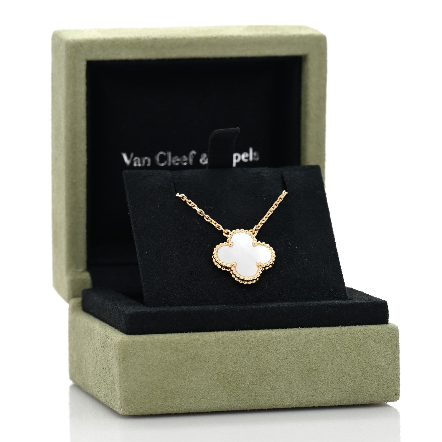 Van Cleef & Arpels 18K Yellow Gold Mother of Pearl Vintage Alhambra Pendant Necklace 3 of 5