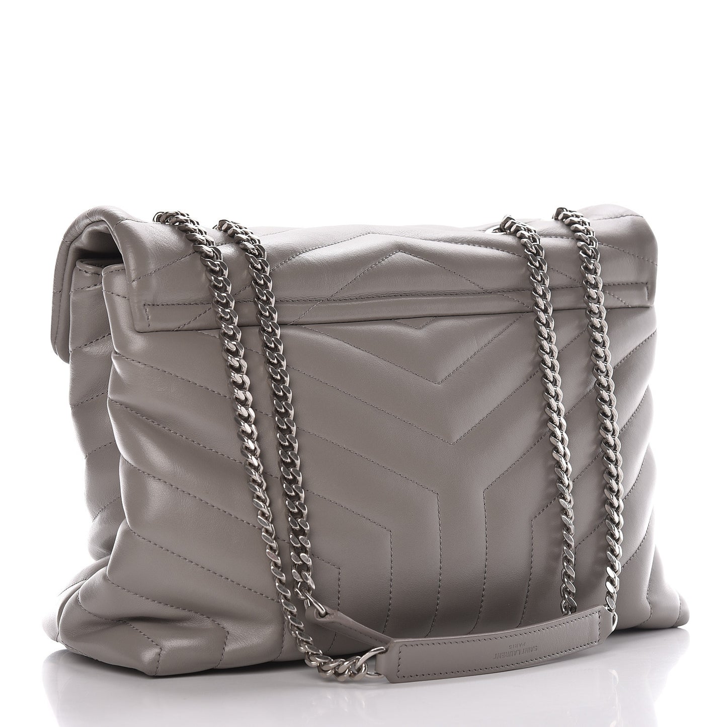 Calfskin Y Quilted Monogram Medium Loulou Chain Satchel Light Gray