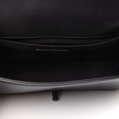 Chanel Calfskin Painted Chevron Embossed Medium Boy Flap Black 5 of 24