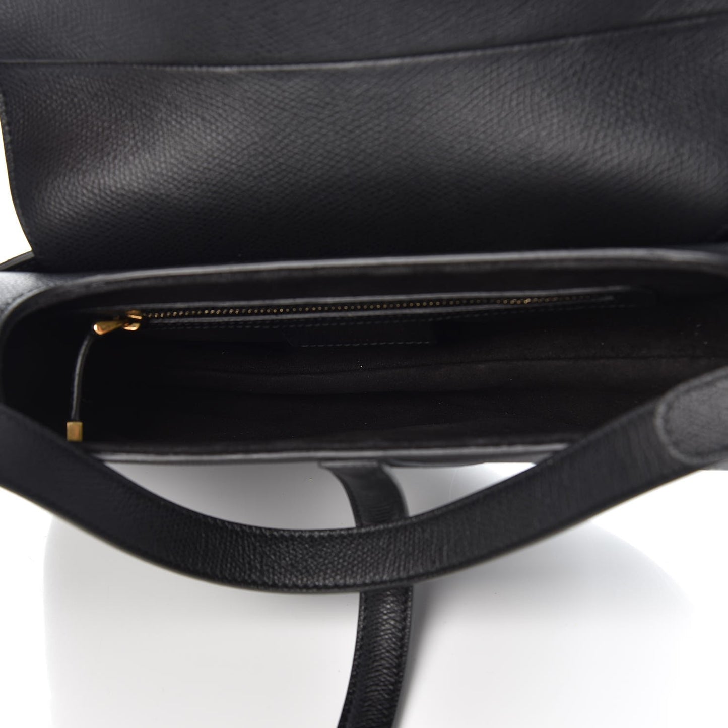 Grained Calfskin Saddle Bag Black