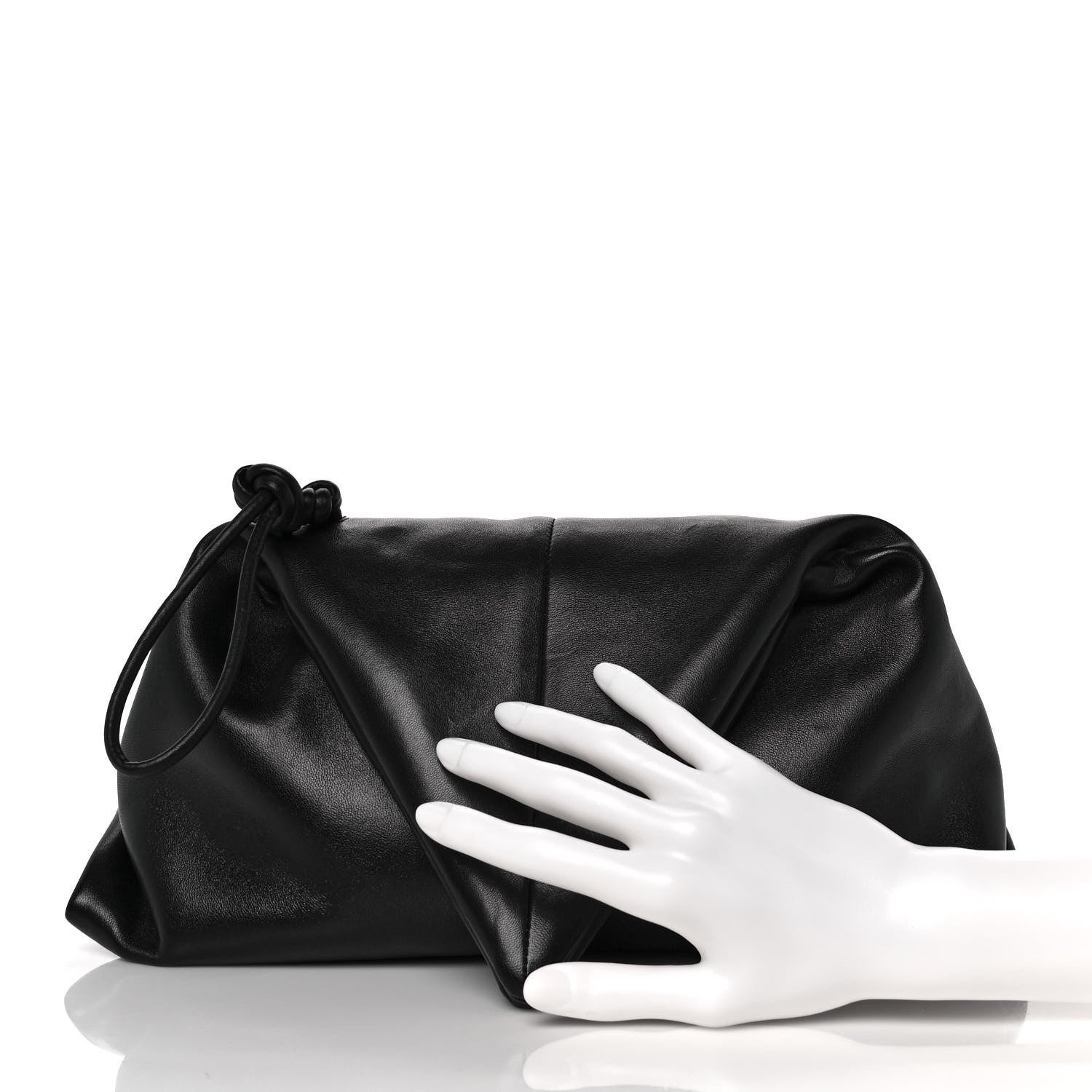 Bottega Veneta Lambskin BV Trine Clutch Black 2 of 10