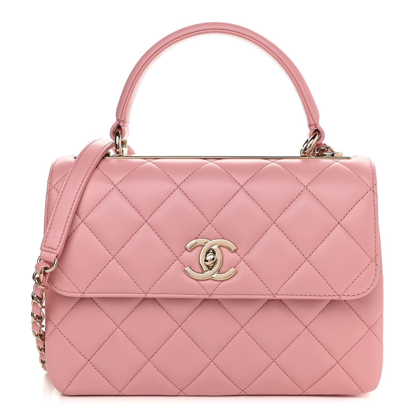 Lambskin Quilted Small Trendy CC Flap Dual Handle Bag Light Pink