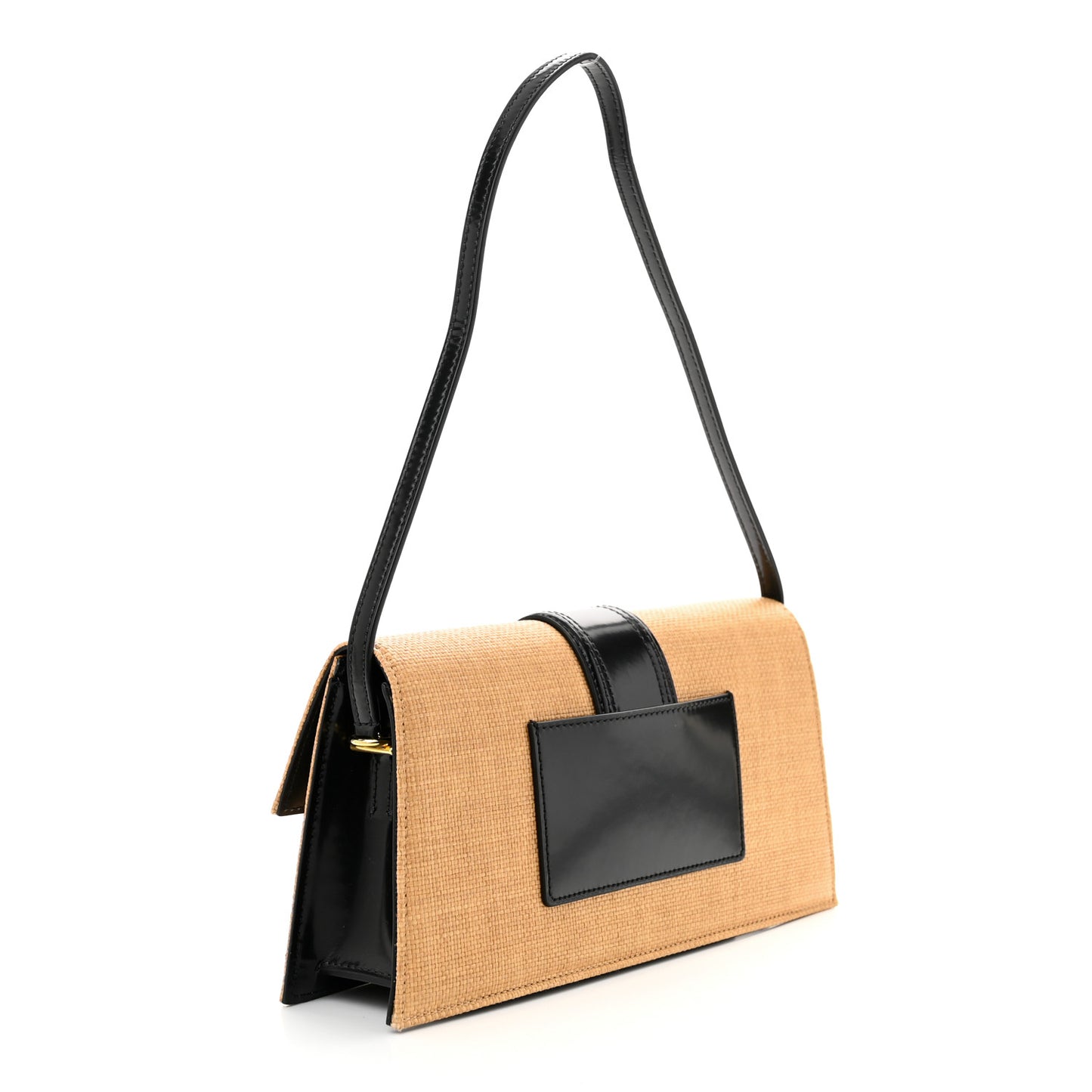 Raffia Smooth Calfskin Le Bambino Long Natural Black