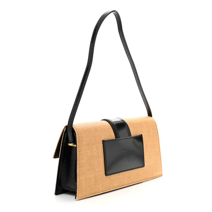 Jacquemus Raffia Smooth Calfskin Le Bambino Long Natural Black 3 of 9