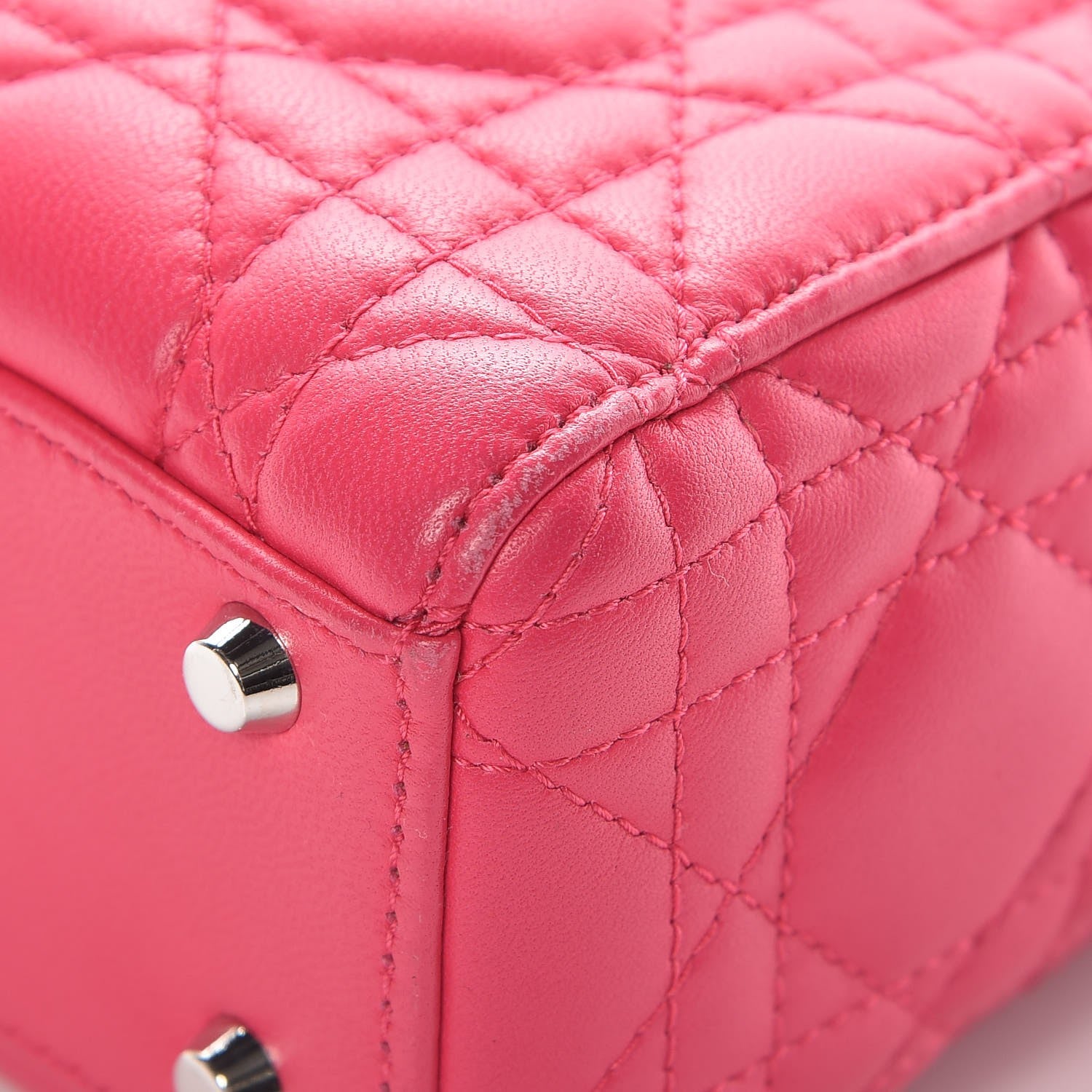 Christian Dior Lambskin Cannage Mini Lady Dior Fuchsia 12 of 13