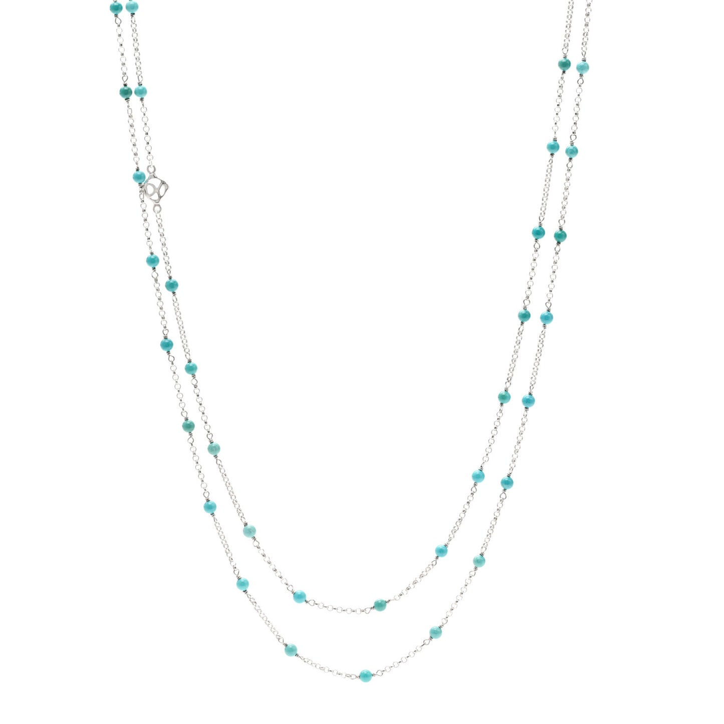 Sterling SIlver Turquoise Long Bead Station Necklace