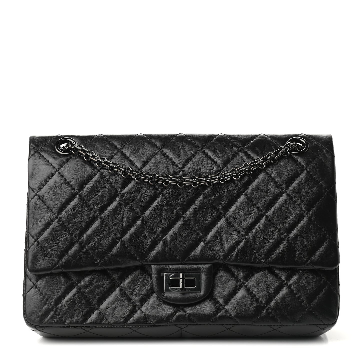 Aged Calfskin Quilted 2.55 Reissue 226 Flap So Black