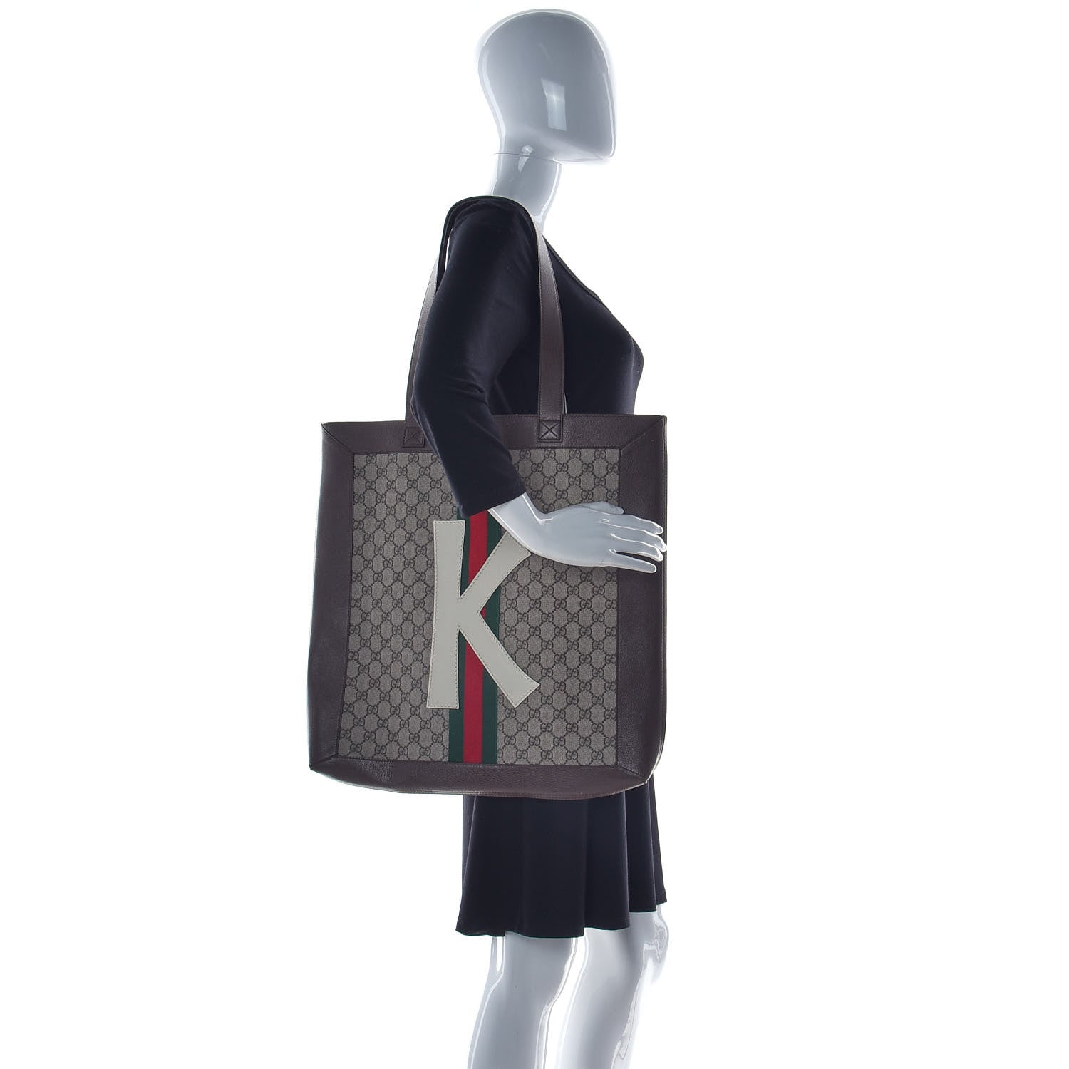 Gucci GG Supreme Monogram Web Large DIY Ophidia Vertical Shopping Tote Brown 2 of 11