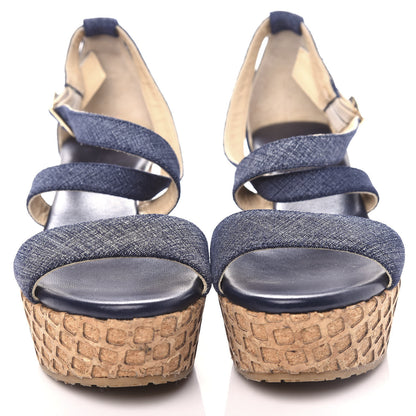 Jimmy Choo Denim Cork Wedge Sandals 36 5 of 9