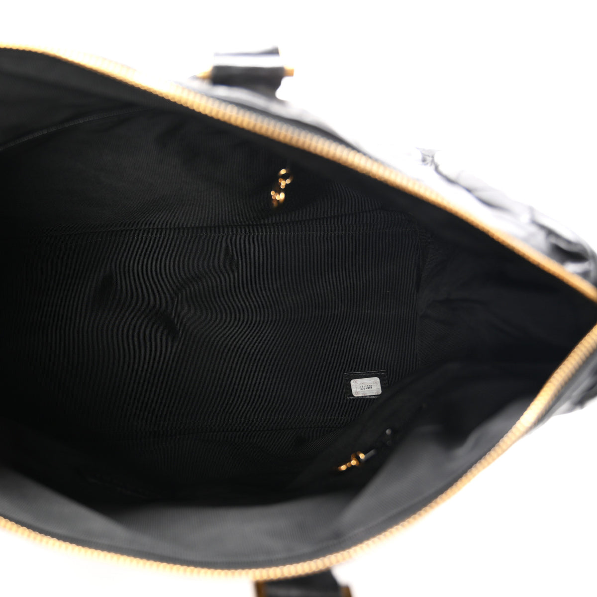 Calfskin Stitched Duffle Travel Bag Black