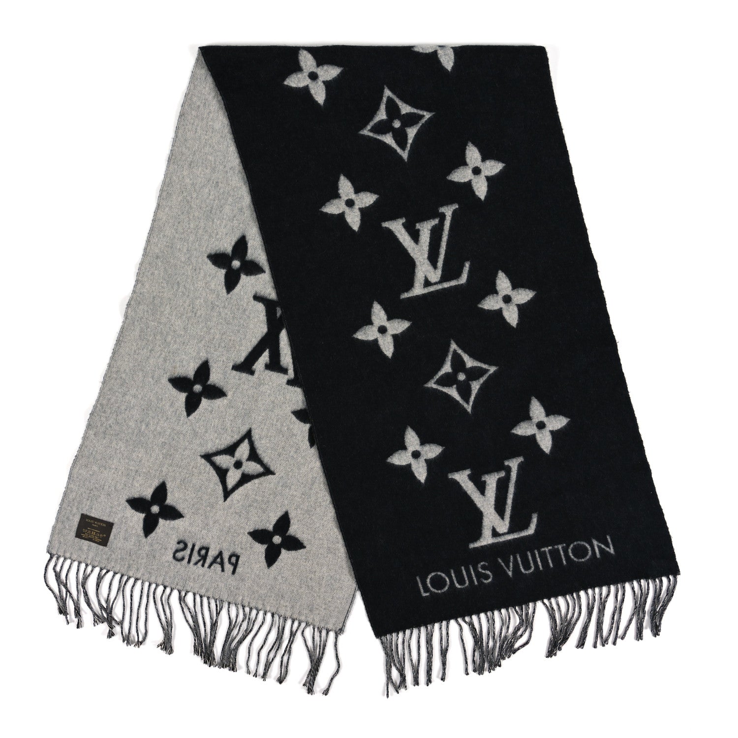 Louis Vuitton Cashmere Monogram Reykjavik Scarf Black 2 of 3