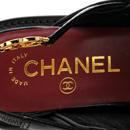 Chanel Glazed Calfskin CC Slingback Flats 38.5 Black 7 of 12