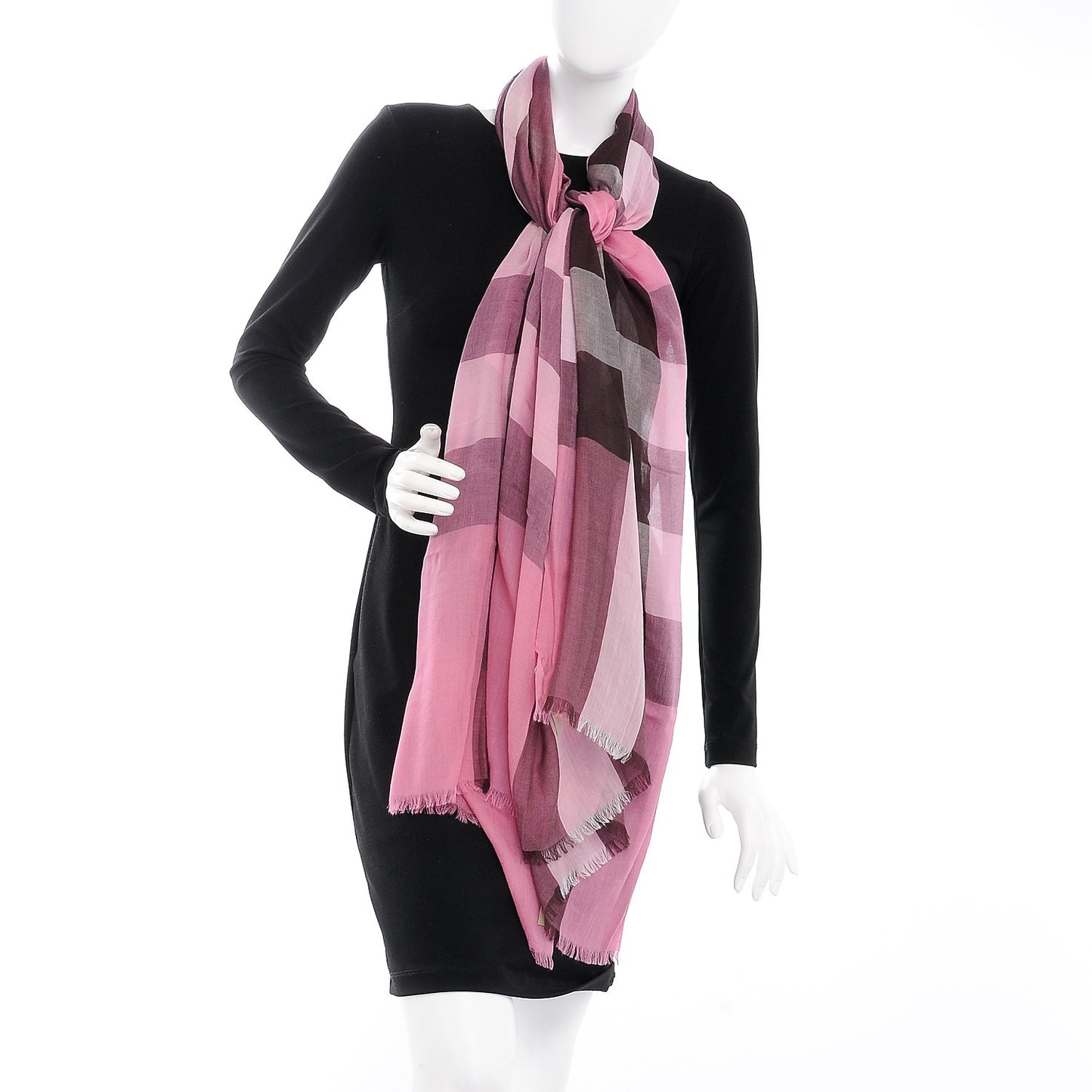 Modal Cashmere Silk Mega Check Scarf Rose Pink