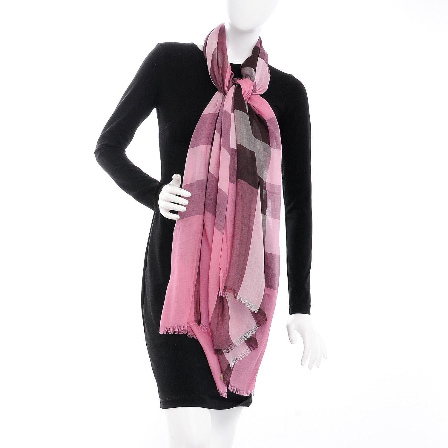 Burberry Modal Cashmere Silk Mega Check Scarf Rose Pink 2 of 5