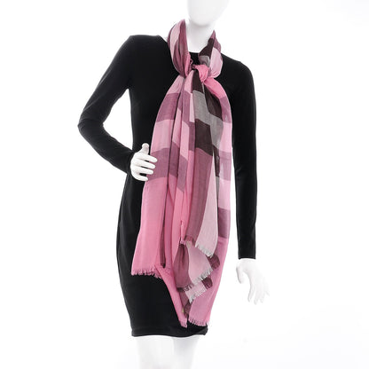 Burberry Modal Cashmere Silk Mega Check Scarf Rose Pink 2 of 5