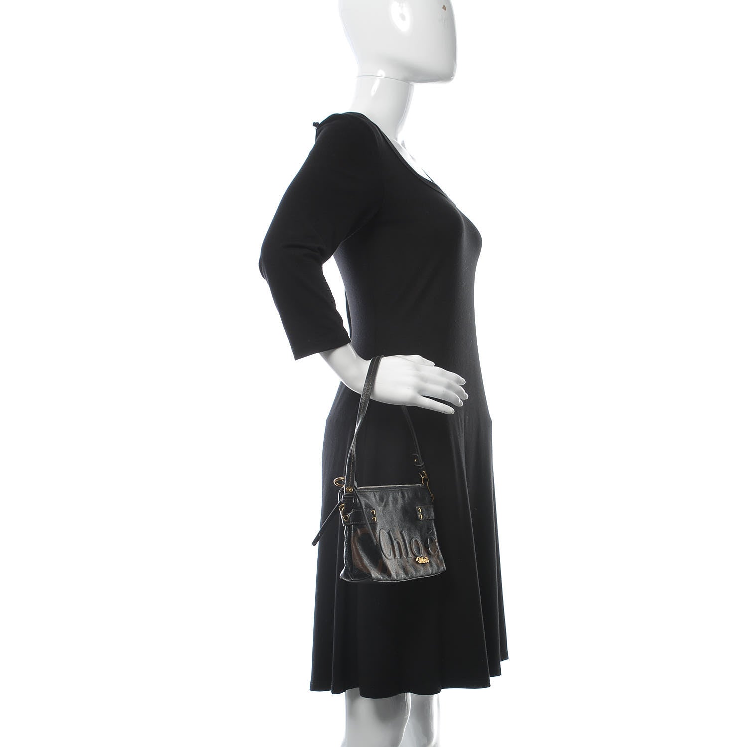 Chloe Sheepskin Embossed Logo Crossbody Black 2 of 11