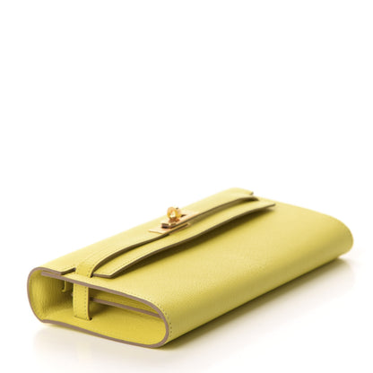 Hermes Chevre Mysore Kelly Wallet To Go Lime 4 of 10