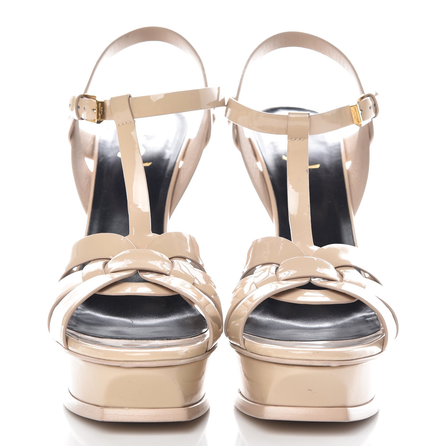 Patent Tribute 105 Platform Sandals 41.5 Nude Powder