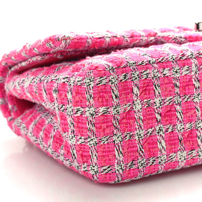 Chanel Tweed Quilted Jumbo Double Flap Hot Pink 9 of 10