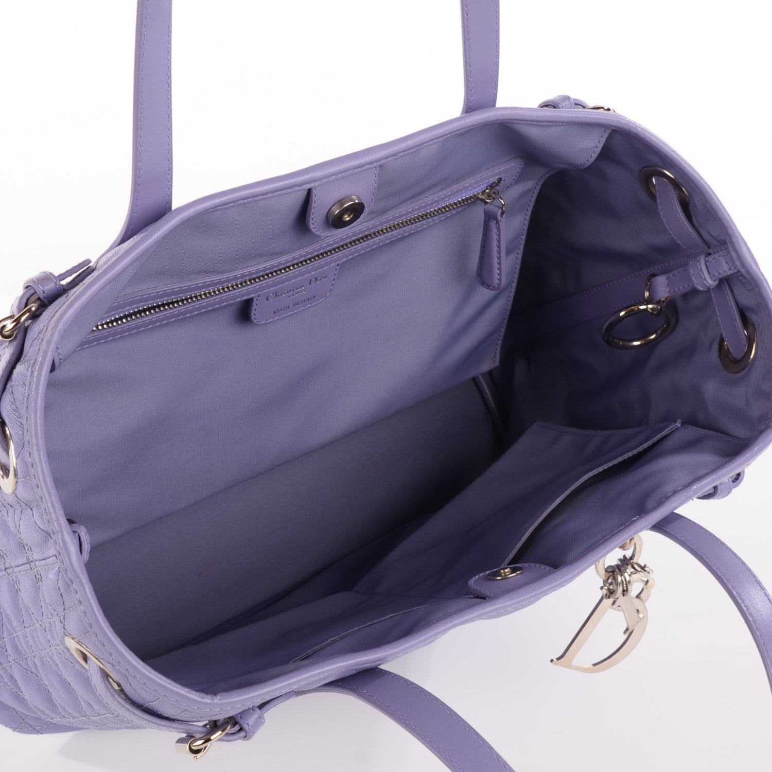 Christian Dior Coated Canvas Cannage Medium Panarea Tote Purple 5 of 8