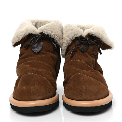 Louis Vuitton Suede Shearling Quilted Flat Ankle Boot 36 Beige 2 of 8