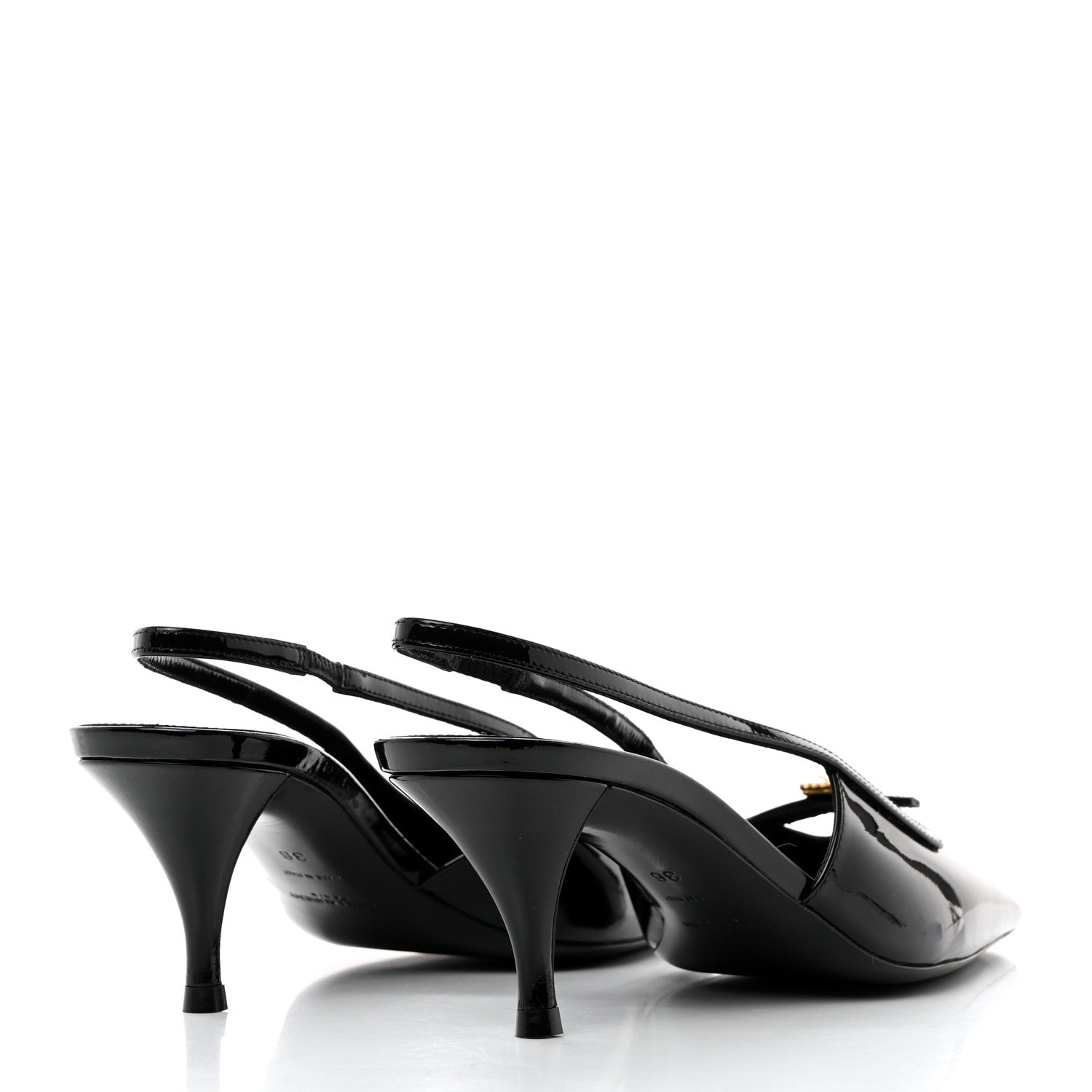 Saint Laurent Patent Luna Slingback Pumps 36 Black 4 of 9