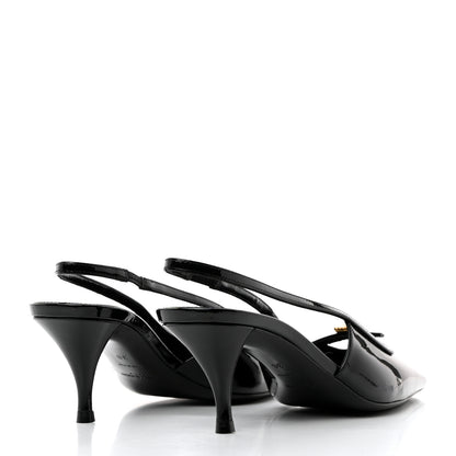 Saint Laurent Patent Luna Slingback Pumps 36 Black 4 of 9