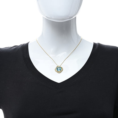 David Yurman 18K Yellow Gold Blue Topaz 11mm Infinity Pendant Necklace 3 of 5