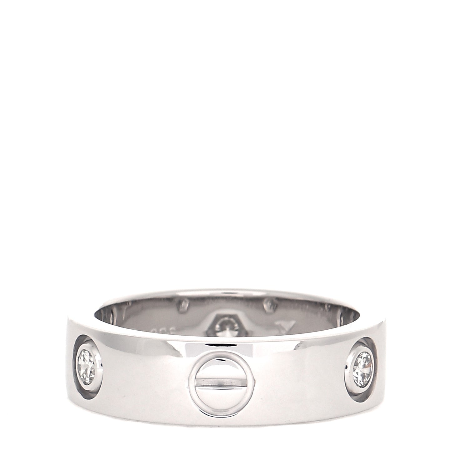 18K White Gold 3 Diamond 5.5mm LOVE Ring 52 6