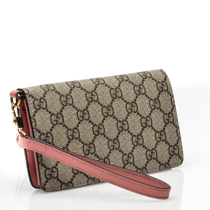 Gucci GG Supreme Monogram Embroidered Face iPhone 6 Case Wristlet Pink 3 of 7